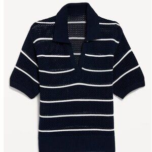 Open Stitch Polo Sweater
